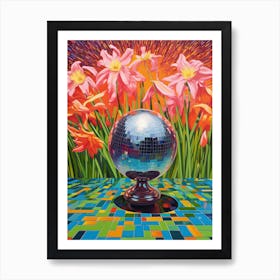 Disco Ball And Flowers And Pearls Still Life 0 Art Print