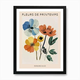 Spring Floral French Poster  Ranunculus 2 Art Print