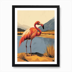 Greater Flamingo South America Chile Tropical Illustration 6 Art Print