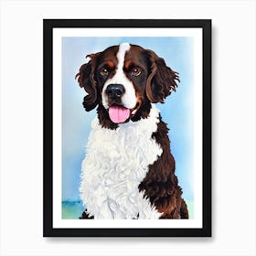 American Water Spaniel 4 Watercolour Dog Art Print