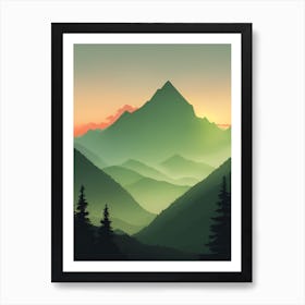 Misty Mountains Vertical Composition In Green Tone 48 Art Print