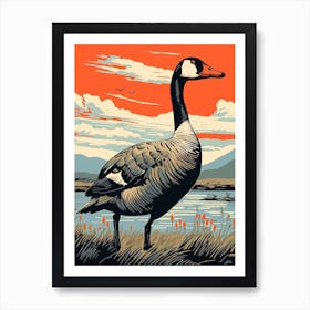 Vintage Bird Linocut Goose 4 Art Print