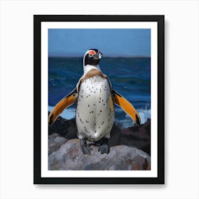 Galapagos Penguin Deception Island Colour Block Painting 1 Art Print