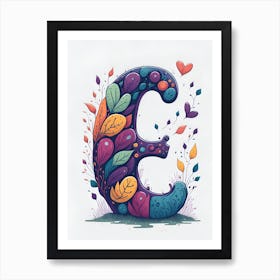 Colorful Letter E Illustration 92 Art Print