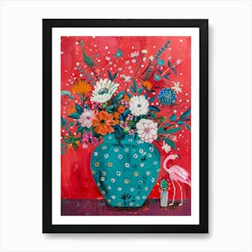 Flamingo In A Vase Art Print