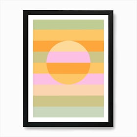 Serene Retro Rainbow Minimal Geo Sun 2/2 Art Print