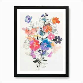 Phlox 1 Collage Flower Bouquet Art Print