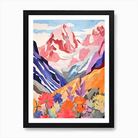 Mount Saint Elias Canada 3 Colourful Mountain Illustration Art Print