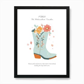 Virgo Cowboy Boots Zodiac Preppy Western Cowgirl Art Print