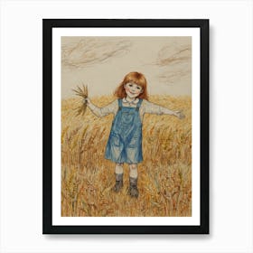 Little Girl In A Wheat Field Art Print