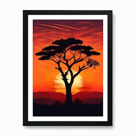 Acacia Tree At Sunset Art Print