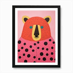 Pink Polka Dot Bear 1 Art Print