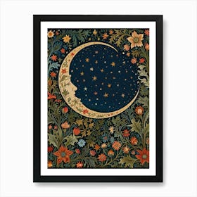 William Morris Moon And Flowers 6 Art Print