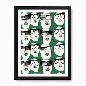 Abstract Face With Glasses Line Drawing 2 Art Print