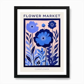 Blue Flower Market Poster Cornflower Market Poster 2 Art Print