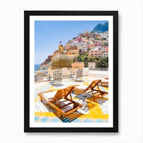 Summer Balcony Positano Art Print