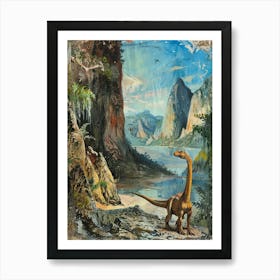 Dinosaur In A Rocky Landscape Painting 2 Art Print