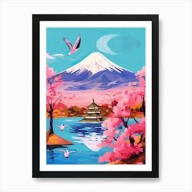 Japan Mount Fuji Travel Cherry Blossoms Painting Art Print