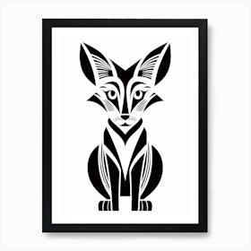 Linocut Fox Abstract Line Illustration 12 Art Print