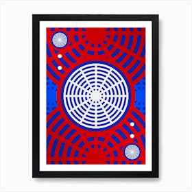 Geometric Abstract Glyph in White on Red and Blue Array n.0086 Art Print