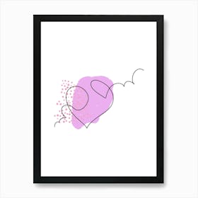 Line art heart and colored abstract spots 1 Art Print
