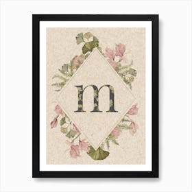 Floral Monogram M Art Print