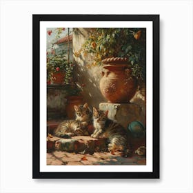 Kittens On The Steps Of A Palace 1 Art Print