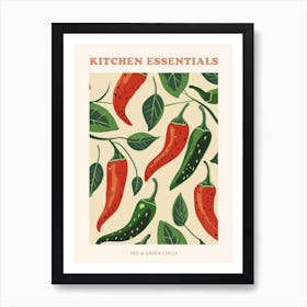 Red & Green Chilli Pattern Poster 4 Art Print