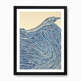 Blue Whale II Linocut Art Print