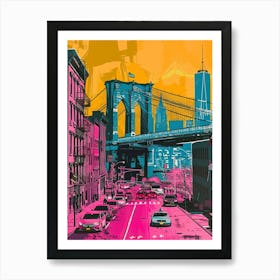 Brooklyn New York Colourful Silkscreen Illustration 4 Art Print