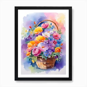 Basket Of Flowers 6 Art Print