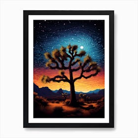 Joshua Tree With Starry Sky In Nat Viga Style (1) Art Print