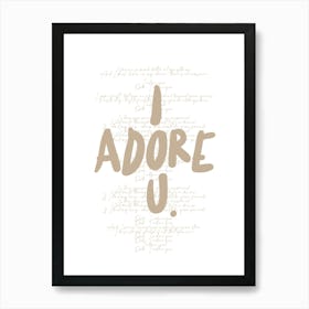 I Adore You Song Lyrics Art Print