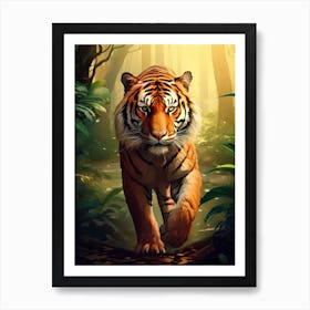 Tiger Art In Digital Art Style 4 Art Print