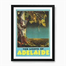 Lights Of Adelaide Australia Vintage Travel Poster Art Print