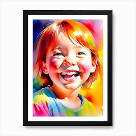 watercolor portrait of a joyful child Affiche