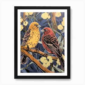 Art Nouveau Birds Poster Yellowhammer 2 Art Print