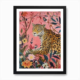 Floral Animal Painting Jaguar 2 Art Print