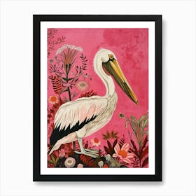 Floral Animal Painting Pelican 1 Art Print