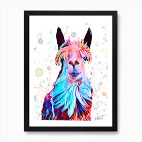 Colorful Llama Ernie Art Print