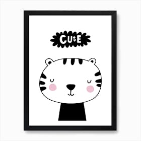 Scandi Cute Black Tiger Art Print