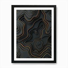 Black And Gold 3d Background Art Print