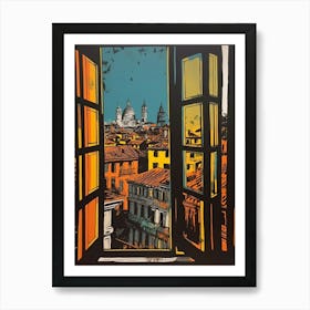 A Window View Of Venice In The Style Of Pop Art 1 Art Print