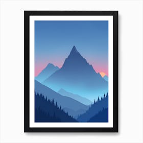 Misty Mountains Vertical Composition In Blue Tone 92 Art Print