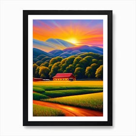 Sunset At The Farm By Person Art Print
