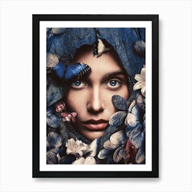 Portrait Of A Woman With Blue Eyes Art Print