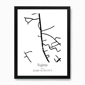 Fujino,Japan Minimalist Map Art Print