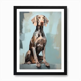 Weimaraner Dog, Painting In Light Teal And Brown 2 Art Print