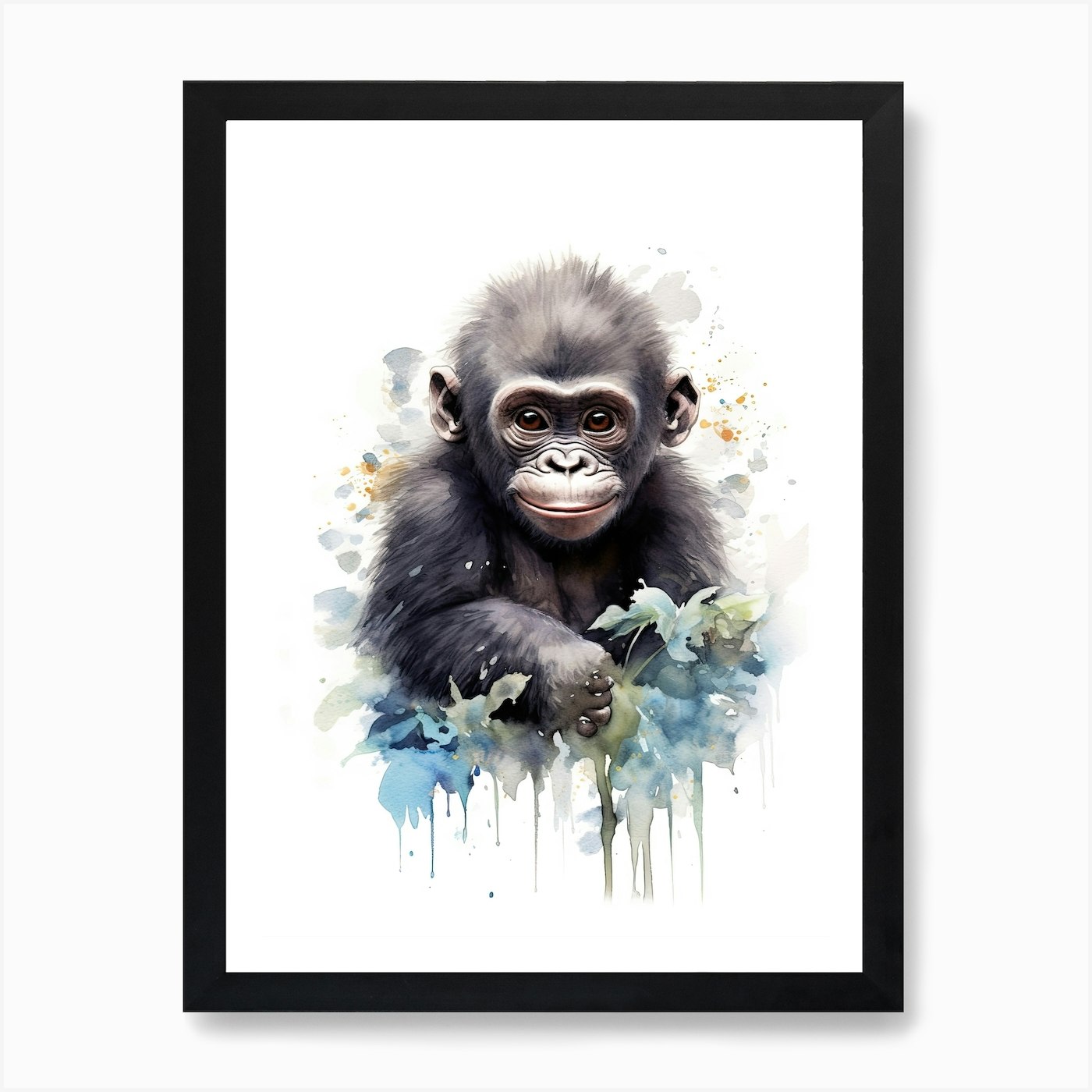 Latitude Run® Little Girl Offering Banana To Gorilla Pictures Of Gorillas  Poster Primate Poster Gorilla Picture Paintings For Living Room Decor  Nature Wildlife Art Print Black Wood Framed Art Poster 20X14