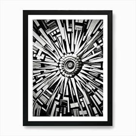 Chaos Abstract Black And White 4 Art Print